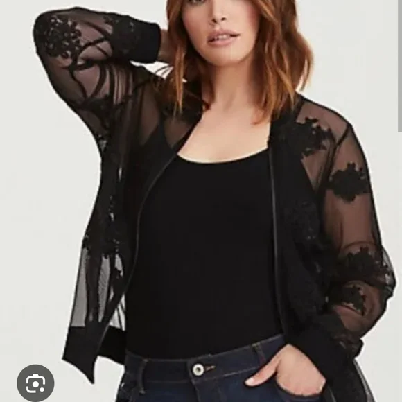 New Torrid Mesh Lace Bomber - Picture 1 of 4